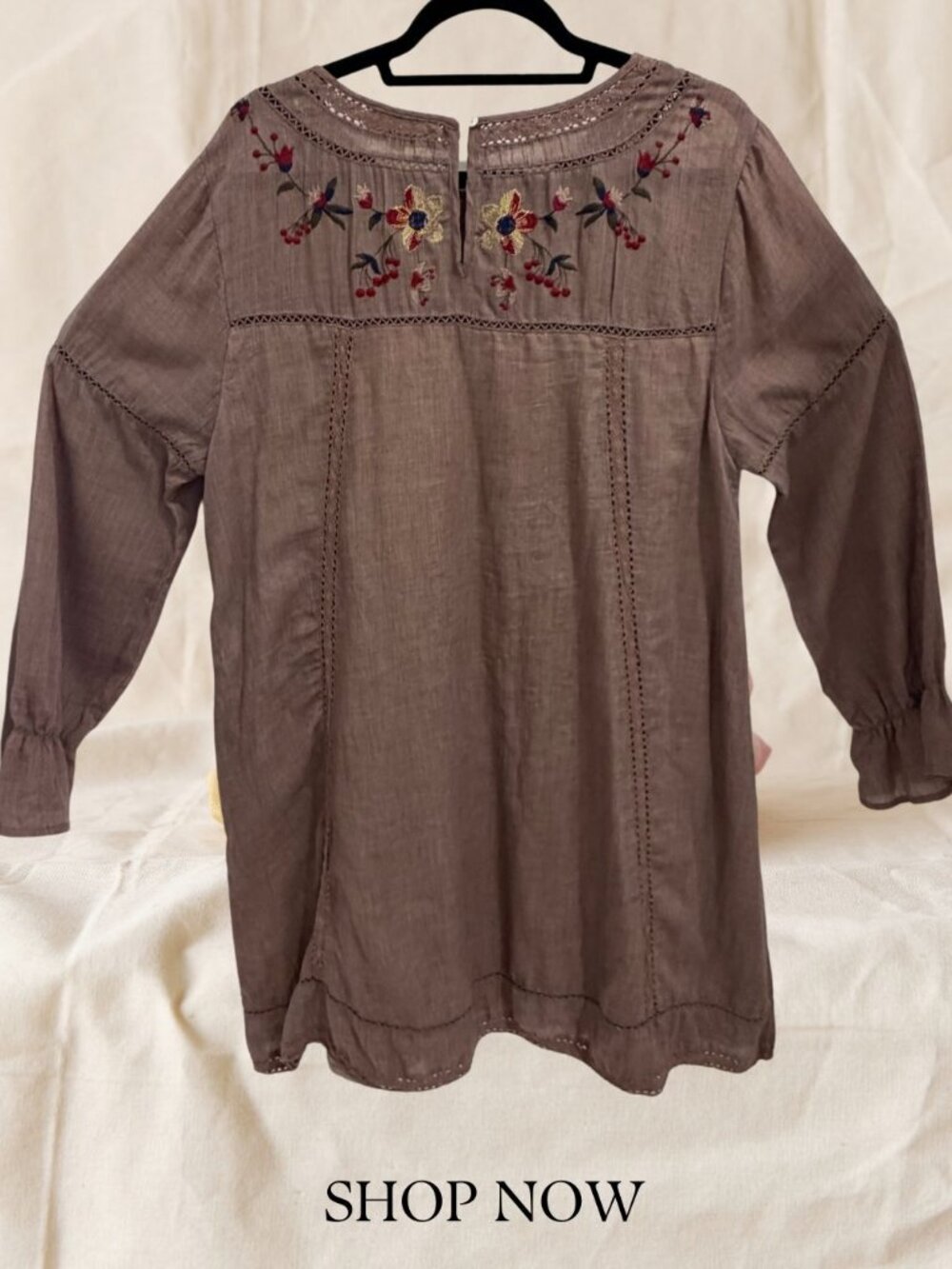 Umgee XL Embroidered Boho Blouse Mauve Floral Peasant Top New